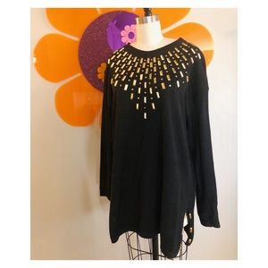 Vintage Ralph L Black And beaded Tunic Sweater